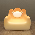 Cute Yellow Single Sofa With Cartoon Shaped Backrest And White Pattern 3d model