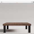 Modern Wooden Coffee Table With Striped Surface And Metal Legs For Living Room