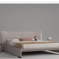 Modern Children's Bed With Light Pink Headboard Teddy Bear And Nightstands