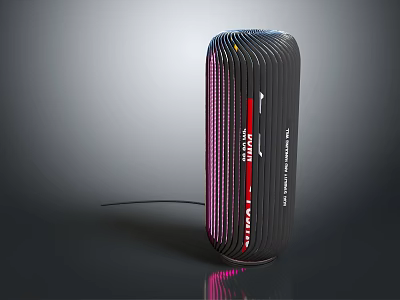 Modern Cylindrical Wired Speaker With Red Pink LED Lights For Home Daily Electrical Appliance 3d model