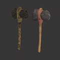 Traditional Hardware Hammers With Wooden Handles And Stone Heads For Workshop Use