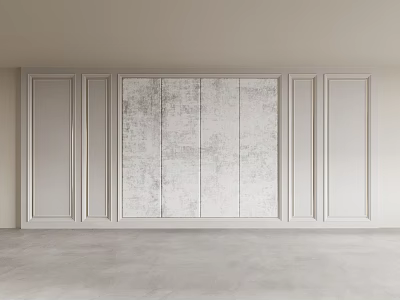 Minimalist Modern Background Wall With Textured Gray Panel And White Decorative Vertical Strips 3d model