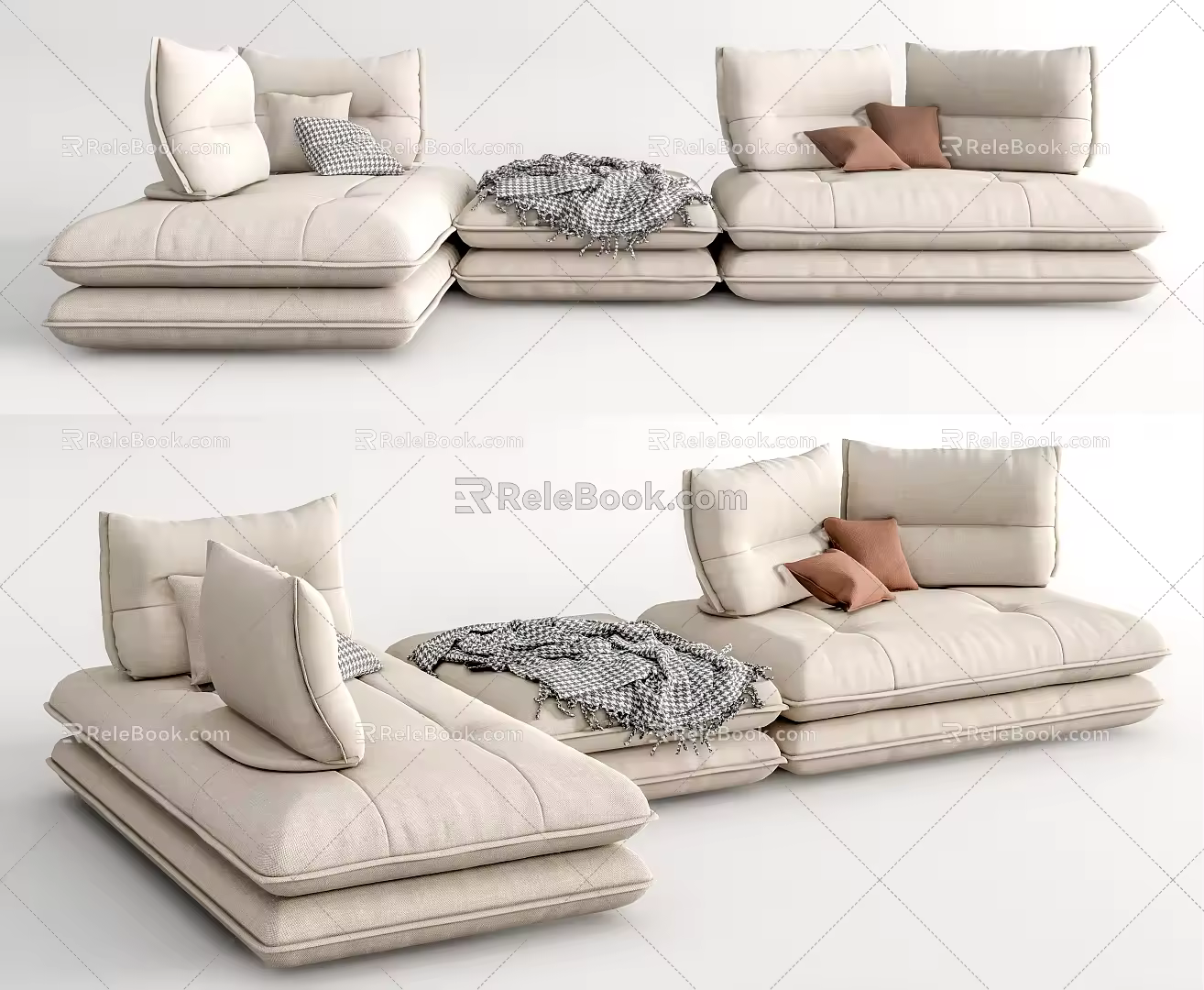Modern Corner Sofa lrmAerre Italia Fabric Multiplayer Sofa Fabric Multiplayer Sofa 3d model