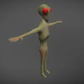 Alien Creature Featuring Red Eyes Outstretched Arms And Green Skin Spots