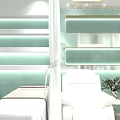 Modern Beauty Hair Salon Interior With Green Walls White Workstations And Product Displays