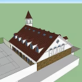 Traditional Building Exterior With Dark Roof Tower And Multiple Windows Design