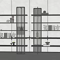 New Chinese-style Decorative Shelf Decorative Shelf Bookshelf Combination 3d model