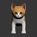 Orange And White Tabby Kitten Figurine With Realistic Details On Reflective Surface 3d model