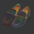 Green Leather Loafers With Fringe Detail And Orange Lining For Elegant Formal Wear