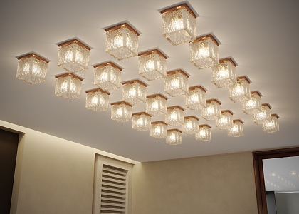 Light Luxury Combination Ceiling Lamp Headlight Crystal Lamp 3d model