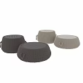 Dark Gray Woven Desk With Round Stools Featuring Handle And Textured Design 3d model
