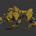 Yellow Mechanical Creature Robot Design With Detailed Structure And Futuristic Features