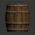 Classic Vintage Wooden Barrel With Striped Texture And Red Metal Hoops