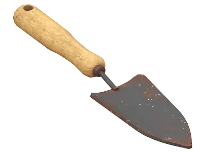 Vintage Hardware Tool With Wooden Handle And Rustic Metal Blade 3d model