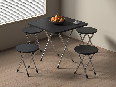 Black Folding Leisure Chair In Modern Room With Window Light Wall And Wooden Floor 3d model
