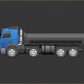 Blue Dump Truck With Blue Cab Black Bed And Multiple Shiny Wheels On Dark Surface 3d model