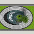 Karesansui Garden Design Featuring Circular Sand Patterns Stones Tree And Green Lawn