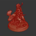 Golden Statue Of Warrior Riding Mythical Creature With Spear And Base