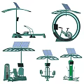 Outdoor Solar Powered Sports Equipment With Exercise Machines And Digital Screens