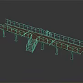 Industrial Metal Platform Structure With Staircase Railings And Support Posts Design 3d model