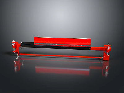 Efficient Red Frame Industrial Conveyor Belt Cleaning Equipment With Black Blade 3d model