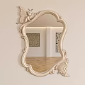 Ornate Decorative Mirror With Butterfly Carvings On Frame Reflecting Wooden Floor And Wall Art