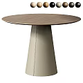 Modern Round Wooden Top Dining Table With Beige Conical Stitched Base