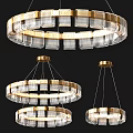 Modern Elegant Chandelier With Gold Frame And Crystal Glass Circular Design