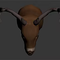 Realistic Deer Head Mount With Large Antlers And Detailed Facial Features