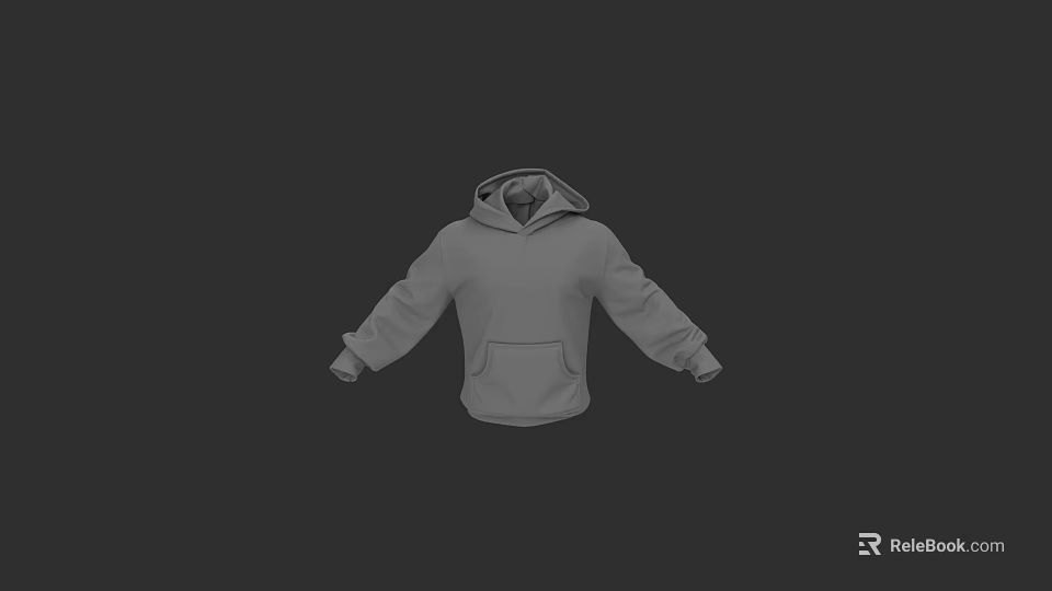 Gray Hoodie Featuring Hood And Pocket In Simple Design 3D Model Presentation 3d model 