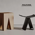 poliform modern stool solid wood stool 3d model