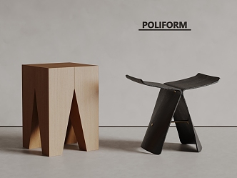 poliform modern stool solid wood stool 3d model