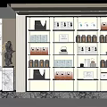 Modern Luxury Boutique Store With Marble Wall And Product Display Shelves