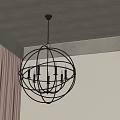Spherical Metal Frame Chandelier with Candle Style Bulbs Ceiling Hung in Modern Room