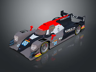 CREO Prototype Racing Car With Red Black Gray Body 00 Number And Aerodynamic Rear Wing 3d model
