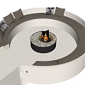 Round Sectional Sofa With Central Fire Pit And Decorative Pillows In Modern Design 3d model