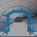 Spacious Concrete Tunnel Interior Featuring Blue Metal Framework And Construction Structure 3d model