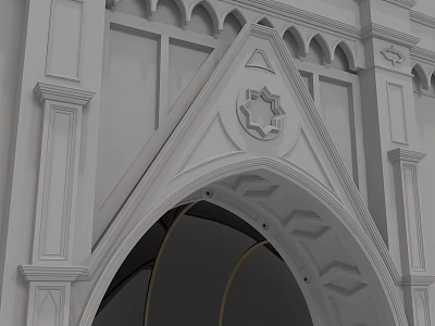 Gothic Archway With Ornate Carvings And Spire Details In Stone Structure 3d model