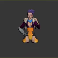 Cyberpunk Style Female Character With Purple Hair And Mechanical Arm