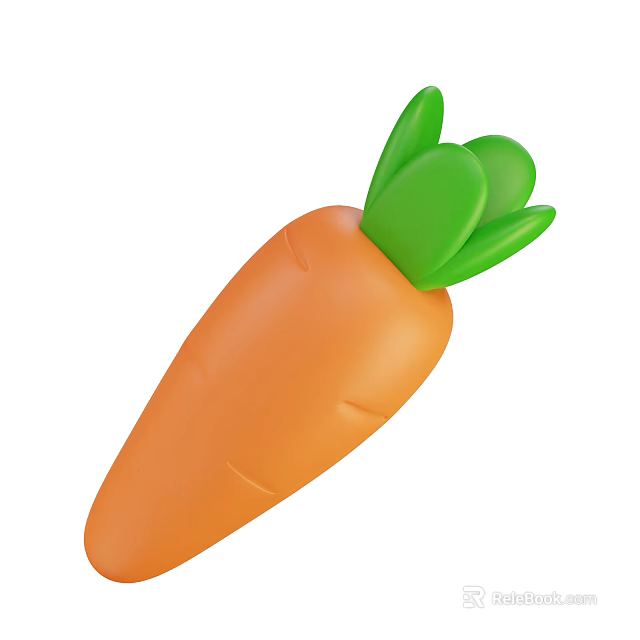 Fresh Orange Carrot With Vibrant Green Leaves And Smooth Surface Texture 3d model 