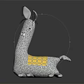 Gray Llama Shaped Decorative Furniture With Yellow Square Pattern And White Legs Ears