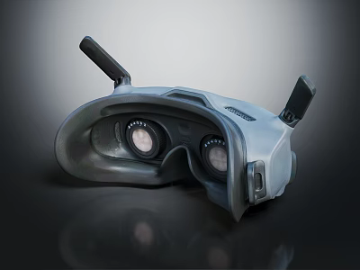 Ergonomic VR Headset With Dual Lenses And Adjustable Side Control Components 3d model