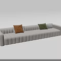 Modern Three Seater Sofa With Vertical Tufted Design And Colored Throw Pillows 3d model