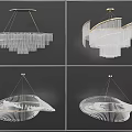 Modern Sculptural Chandeliers With Crystal Elements And Geometric Metal Hanging Frames 3d model