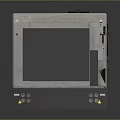 Gray Industrial Generator With Control Panel Ventilation Grilles And Wheels Warning Stripes Base 3d model