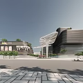 Modern Office Building With Green Roof Landscaped Plaza And Glass Exterior