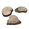 Natural Plant Wood Stump Slices With Three Irregular Shapes And Wood Grain Texture