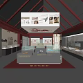 Cultural Museum Interior With Display Cases Exhibits And Red Carpet Design