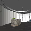 Modern company front desk office reception front desk 3d model