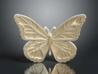 Golden Butterfly Shaped Decorative Ornament Set With Intricate Wing Details For Home Decoration 3d model
